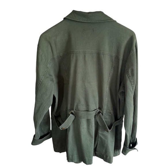 Democracy Women’s Olive Green Military Utility Jacket Cargo Pockets Size XL Coat - Picture 2 of 9